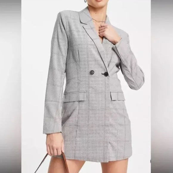 Abercrombie & Fitch Jackets & Blazers - Abercrombie&fitch Women’s SP Blazer Dress Plaid Gray Preppy Classic Old Money